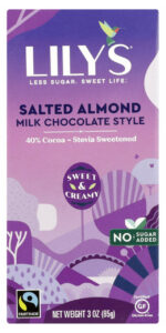 Lily’s Sweets Milk Choc Salted Almonds, 40% (12×3 OZ)